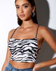 Afbeelding van Ozka Crop Top in Horizontaal Zebra Zwart Wit