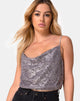 Afbeelding van Paima Strappy Top in Drape Net Pailletten Zilver