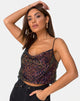 Afbeelding van Paima Strappy Top in Drape Net Sequin Iridescent Bourgondië
