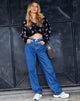 Afbeelding van Olina Cropped Cardigan in Zwart en Paars Vlinder