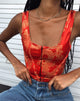 Afbeelding van Elci Corset Top in Dragon Flower Rood Goud