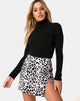 Afbeelding van Pelmet minirok in mono animal grijs wit