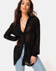 Afbeelding van Phobe Shirt in Leopard Flock Net Zwart