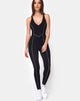 Afbeelding van Pion Plunge Catsuit in Zwart met Bieslijn