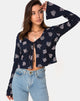 Afbeelding van Pique Top in Rose Flock Zwart Mesh