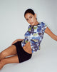 Sianda Crop Top in abstract aquarelblauw