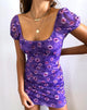 Afbeelding van Galot Mini Dress in Daisy Daze Purple