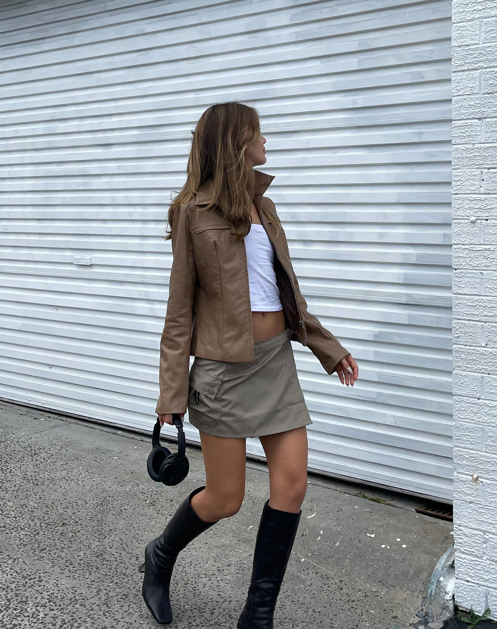 Zephyr Mini Cargo Rok in Cotton Drill Taupe