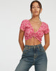 Afbeelding van Raeto Crop Top in Ditsy Floral Pink