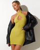 Ranima Bodycon Jurk in Bubble Jersey Olijfolie