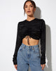 Afbeelding van Rean Crop Top in Satijn Zebra Zwart