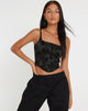 afbeelding van Ello Corset Top in Black Rose Flock