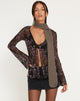 Afbeelding van Leon Cardi in Butterfly Vine Flock Zwart en Roze