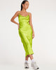 Afbeelding van Palasha Midi Dress in Satijn Lime Green