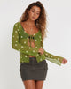Afbeelding van Sujata Cardi in Moss Green Custard Daisy Embro