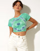 Afbeelding van Tindy Crop Top in Groenblauw Bloem Tie Dye