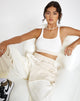 Afbeelding van Motel X Barbara Kristoffersen Ricci Crop Top in Panelled Ivory en Winter White