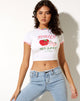Afbeelding van Ringer Tee in Ivory Bind Peony Ripe Juicy