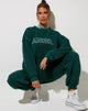 Glo Sweatshirt in flessengroen met engel borduursel in wit