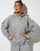Afbeelding van Oversize Hoody in Greymarl met Engelen Embro in Lemon