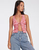 Afbeelding van Roula Halter Top in Ditsy Butterfly Peach Red