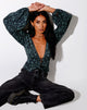 Afbeelding van Romina Lange Mouw Top in Mono Paisley Sage