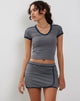 Afbeelding van Sabelle Mini Wrap Rok in Grijs Navy Sportief Micro Spot