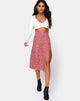 Afbeelding van Saika Rok in Ditsy Rose Rood Zilver