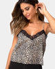 Afbeelding van Sancez Top in Rar Leopard Bruin met Zwart Kant