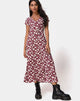 Afbeelding van Sanrin Midi Dress in Wild Fleur Maroon