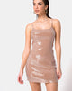 Afbeelding van Selah Bodycon Jurk in Camel met Heldere Pailletten
