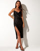 Afbeelding van Shantique Midi Dress in Satijn Zwart