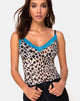 Afbeelding van Sheyla Top in Mesh Cheetah met Blauw Kant