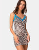 Afbeelding van Sheys Jurk in Mesh Cheetah met Blauw Kant