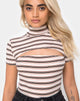 Afbeelding van Shidi Cutout Bodice in Rib Stripe Cream Black and Tan