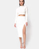 Afbeelding van Midi Cheri Split Rok in Fluwelen Rib Wit