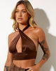 Afbeelding van Silta Crop Top in Satijn Chocolade