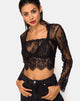 Afbeelding van Sinhor Crop Top in Kant Zwart