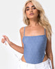 Afbeelding van Solemo Bodice in blauw denim Hot Fix
