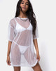 Afbeelding van Zonnig kusje T-shirt in transparant wit doorzichtig lovertje