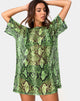 Afbeelding van Sunny Kiss Oversize T-shirt in Slime Lime Snake Mesh