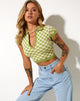 Afbeelding van Tamma Crop Top in Crochet Checkerboard Green and Cream