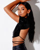 Afbeelding van Tasya Crop Top in Drape Pailletten Zwart