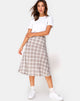 Afbeelding van Tauri Midi rok in Grunge ruit Taupe