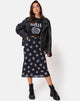 Afbeelding van Tauri Midi rok in zwart Flock Rose
