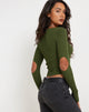 Afbeelding van Tayon Lange Mouw Top in Khaki