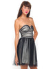 Afbeelding van Motel Teardrop Prom Dress in Zwart en Nude Mesh