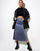 Afbeelding van Tindra Midi rok in satijn leisteenblauw