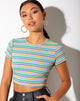 Afbeelding van Tindy Crop Top in ribgroen paars en geel