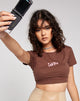 Afbeelding van Tindy Crop Top in Deep Mahogany Fairy Pink Embro